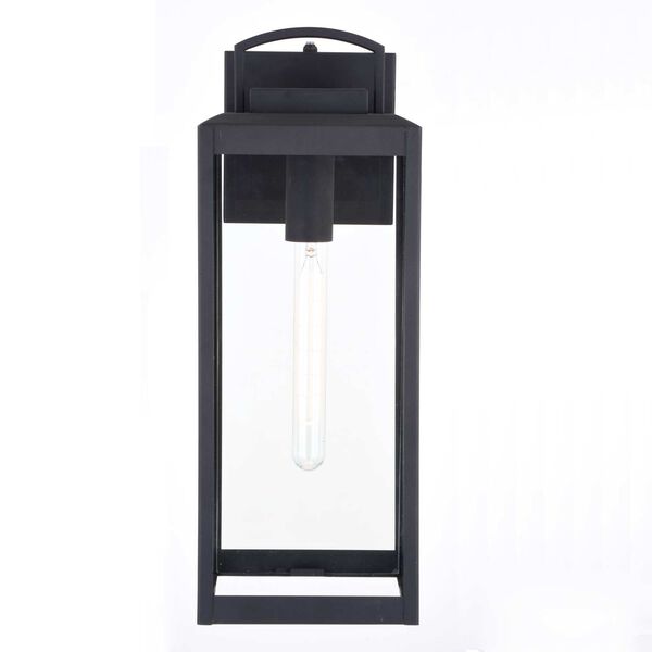 Kinzie Textured Black One-Light Dusk to Dawn Outdoor Wall Lantern with Clear Glass, image 4