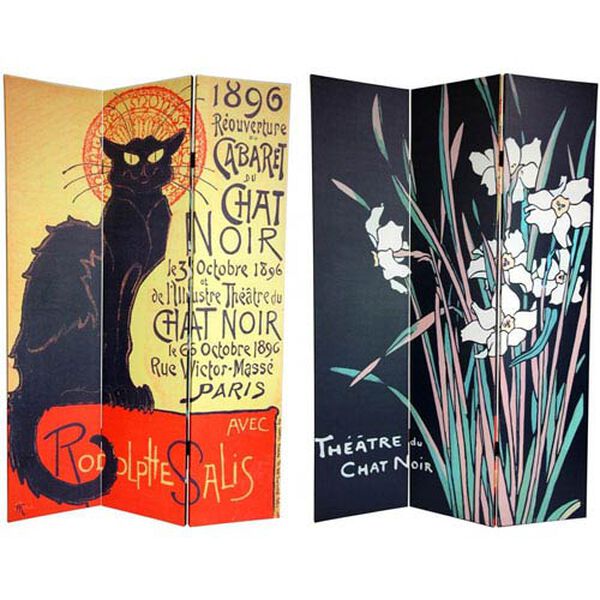 Six Ft. Tall Double Sided Chat Noir Canvas Room Divider, Width - 48 Inches, image 1