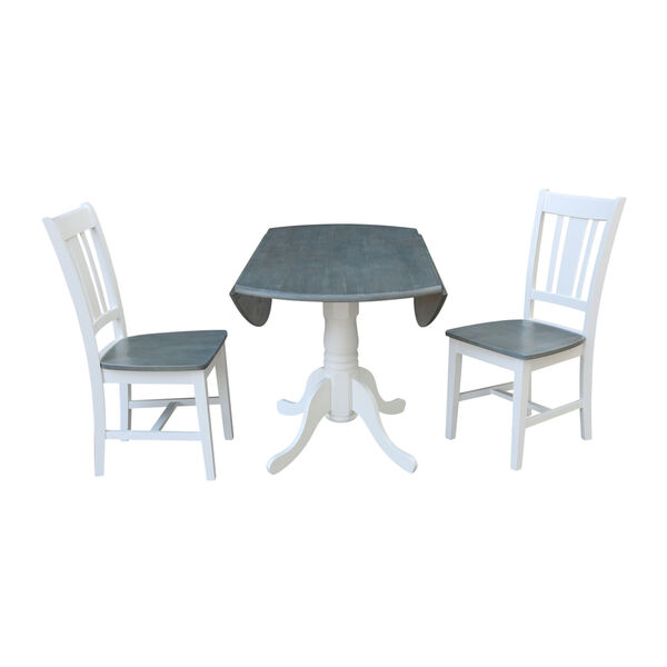 San Remo White and Heather Gray 42-Inch Dual Drop leaf Table with Side Chairs, Three-Piece, image 6