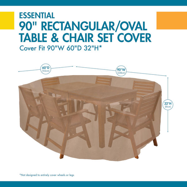 Essential Latte 90-Inch Rectangular Oval Patio Table and Chair Set Cover, image 2