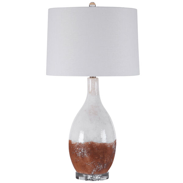 Durango Earthy Terracotta Rust and White Glaze One-Light Table Lamp with Round Hardback Shade, image 7