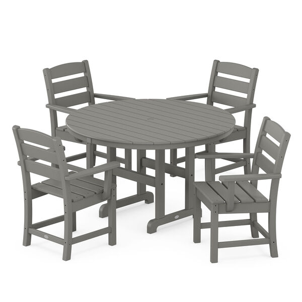 Lakeside Slate Grey Round Arm Chair Dining Set, 5-Piece, image 1