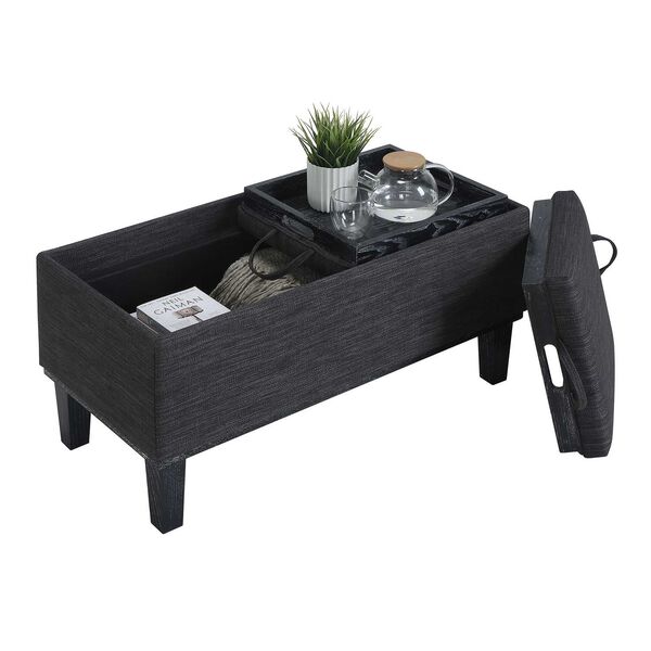 Gray Storage Ottoman with Reversible Tray, image 5