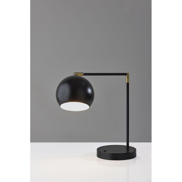 Ashbury Black Antique Brass Accent One-Light Desk Lamp, image 3