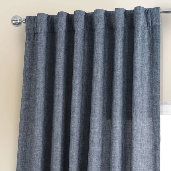 Sweden Blue Italian Faux Linen Single Panel Curtain, image 4