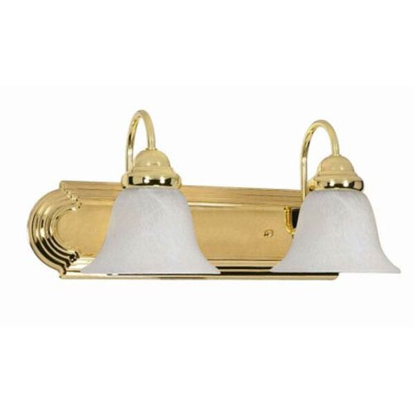 Ballerina Polished Brass Two-Light Bath Fixture with Alabaster Glass, image 1