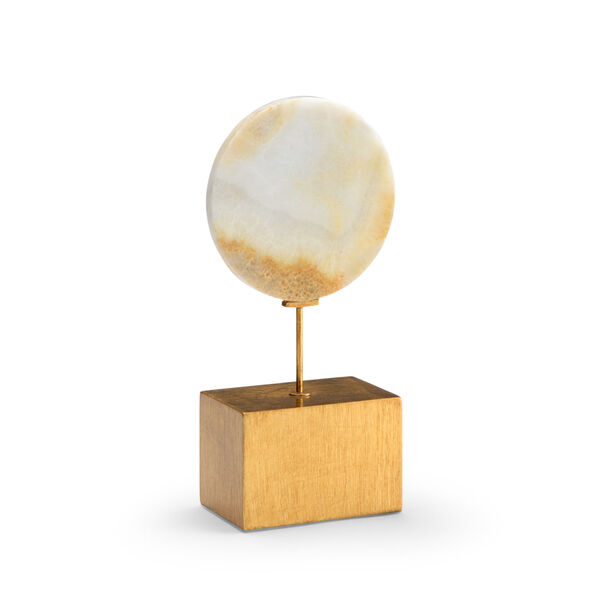 Natural White and Antique Gold Seven-Inch Marble Disk, image 1