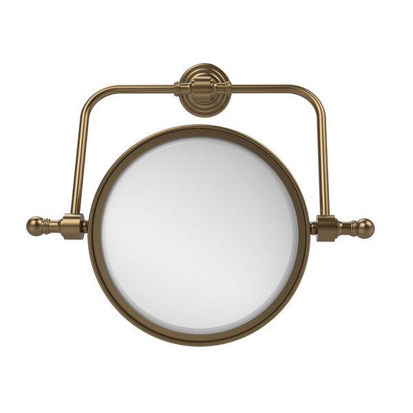 Retro Wave Collection Wall Mounted Swivel Make-Up Mirror 8 Inch Diameter with 2X Magnification, Brushed Bronze, image 1