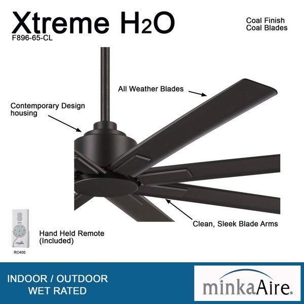 Xtreme H20 Coal 65-Inch Ceiling Fan, image 3