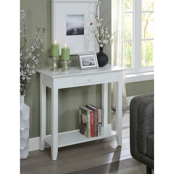 American Heritage Hall Table with Drawer and Shelf in White, image 1