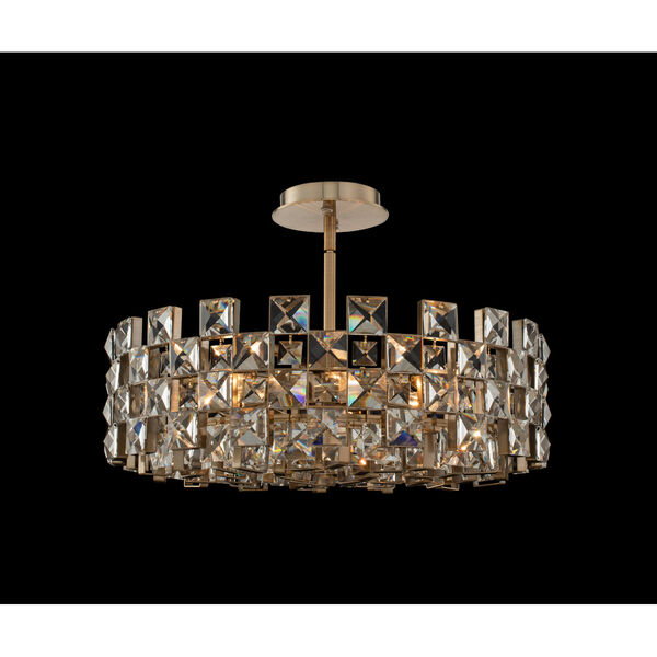Piazze Brushed Champagne Gold Eight-Light Pendant with Firenze Crystal, image 2