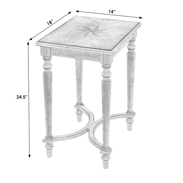 Tyler Antique Beige Solid Wood Inlay Accent Table, image 2