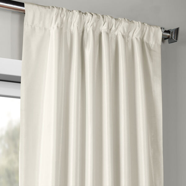 Off White Vintage Textured Faux Dupioni Silk Single Panel Curtain, 50 X 108, image 3