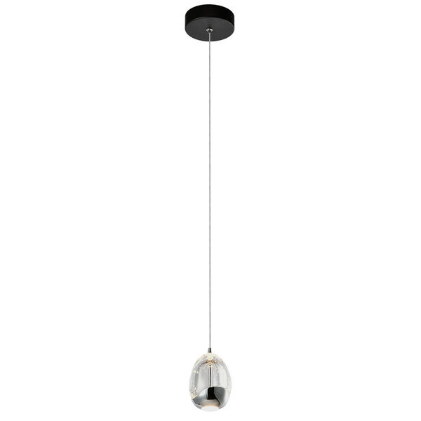Venezia Black and Polished Chrome Integrated LED Pendant with Clear Glass, image 3