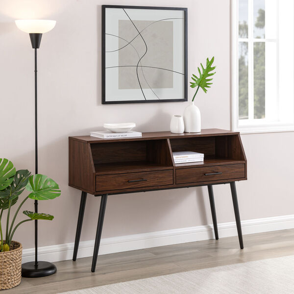 Nora Contemporary Dark Walnut Two-Drawer Entry Table, image 4