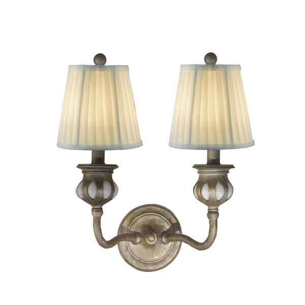 Springdale Antique Silver and White Evita Two-Light Wall Sconce, image 1