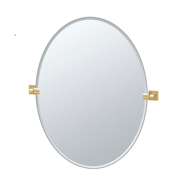 Elevate 32 Inch Frameless Oval Mirror in Brushed Brass, image 1