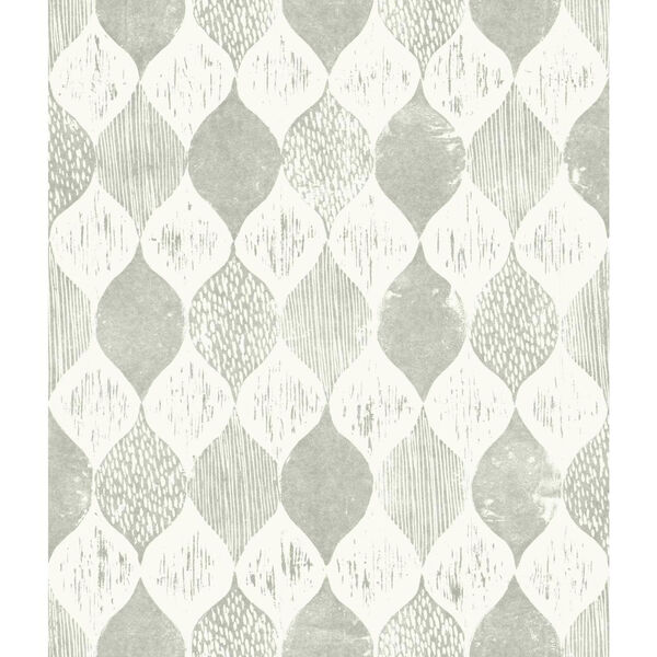 Woodblock Print Garden Trowel (Grey) Wallpaper - SAMPLE SWATCH ONLY, image 1