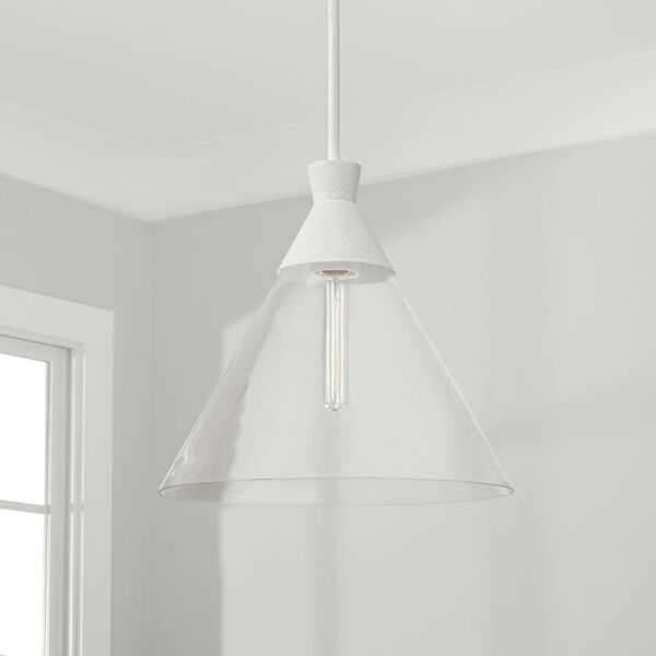 Paloma Textured White One-Light Pendant with Clear Glass, image 3