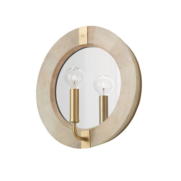 Finn White Wash and Matte Brass One-Light Sconce, image 1