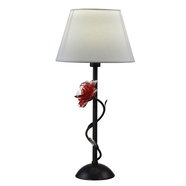 Springdale Oil Rubbed Bronze Rose One-Light Handcrafted Art Glass Table Lamp, image 1