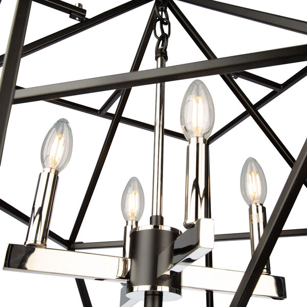 Roxton Matte Black and Polished Nickel Four-Light Chandelier, image 6