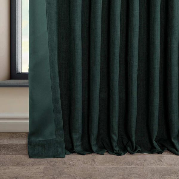 Focal Green Faux Linen Extra Wide Room Darkening Single Panel Curtain, image 7