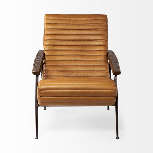 Grosjean Brown Leather Wrapped Arm Chair, image 2