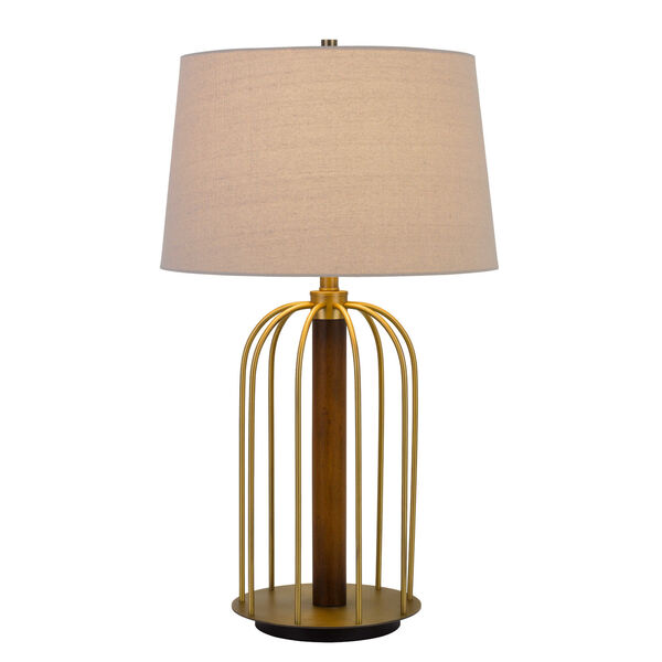 Sevran Antique Brass and White One-Light Table lamp, image 2