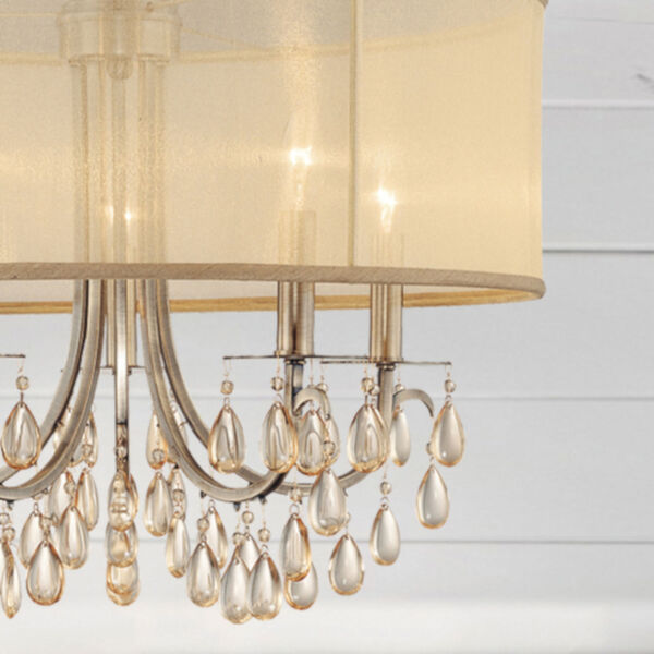 Hampton Antique Brass Five-Light Chandelier with Etruscan Smooth Oyster Crystal, image 3