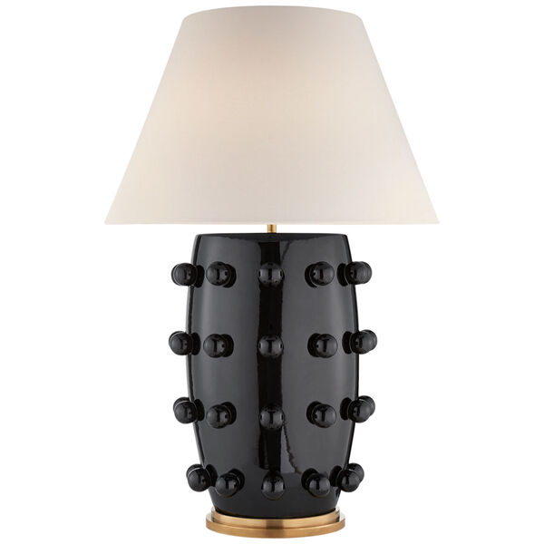 Linden Large Table Lamp in Black with Linen Shade by Kelly Wearstler, image 1