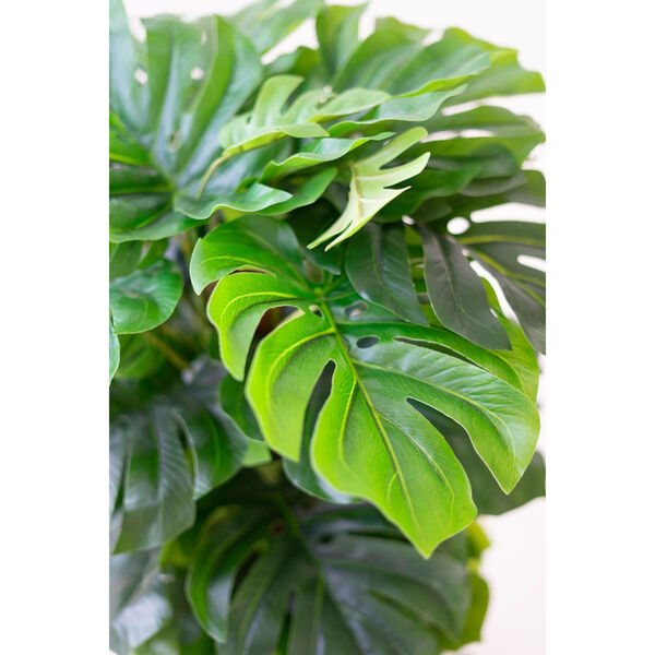 Brown Artificial Monstera Plant in a Plastic Pot, image 2