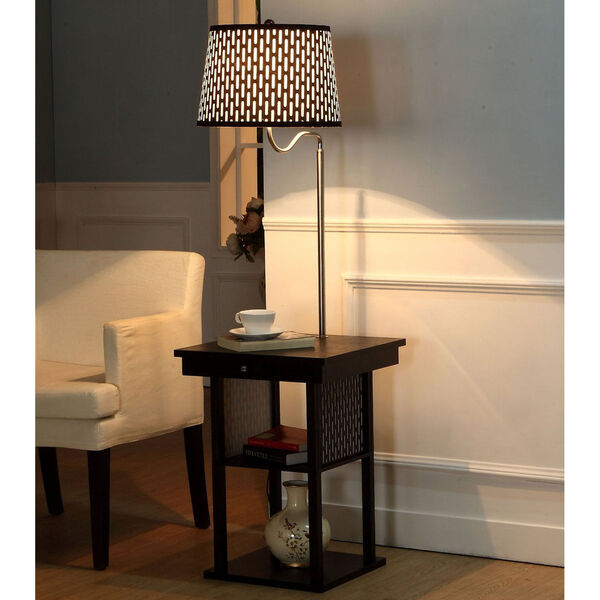 Madison Black LED Floor Lamp with Pattern Shade, image 6