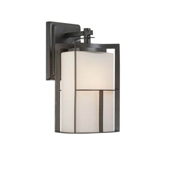 Braxton Charcoal One-Light Outdoor Wall Mount with Frosted Glass Painted White Inside, image 1