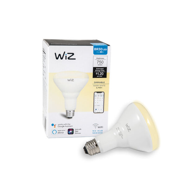 72-Watt Equivalent BR30 Dimmable White Wi-Fi Connected Smart LED Light Bulb, image 1