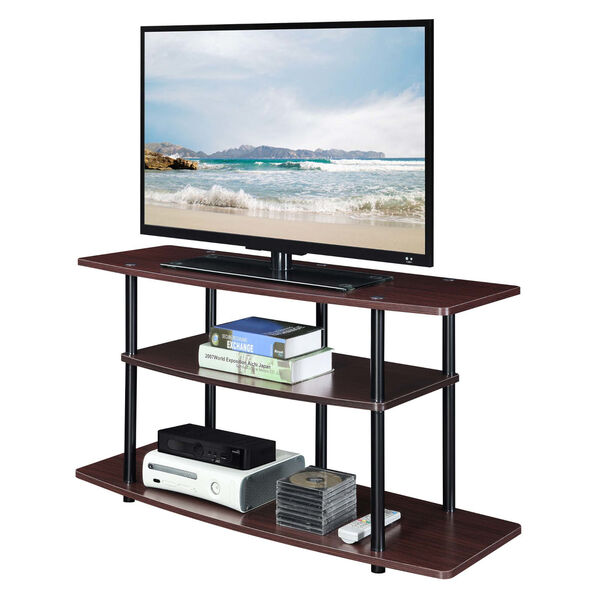 Designs2Go Espresso Black Three-Tier Wide TV Stand, image 3