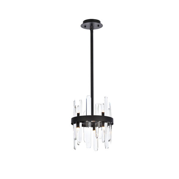 Serena Black and Clear 10-Inch Round Pendant, image 1