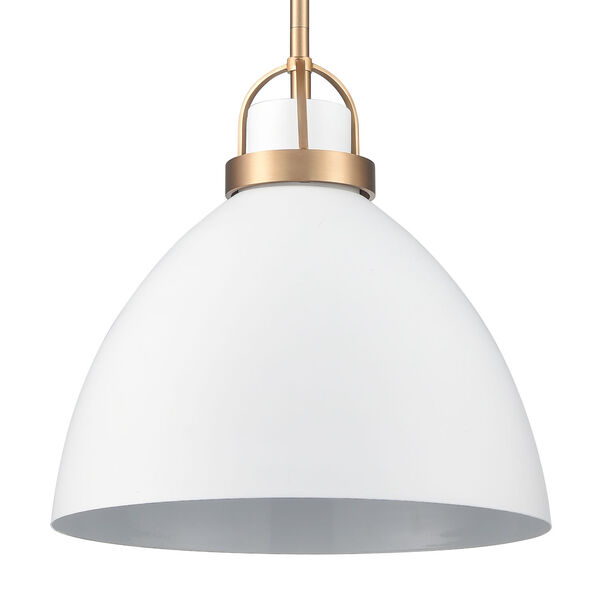 Somerville Matte White and Brushed Gold One-Light Pendant, image 4