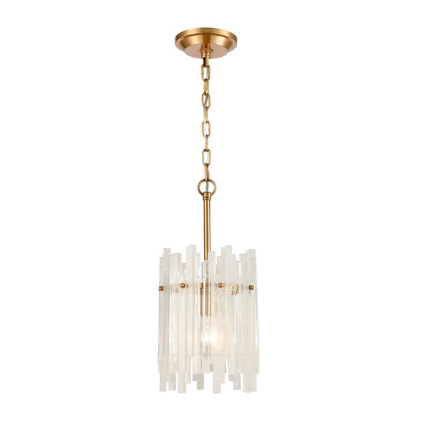 Brinicle Aged Brass and White One-Light Mini Chandelier, image 1