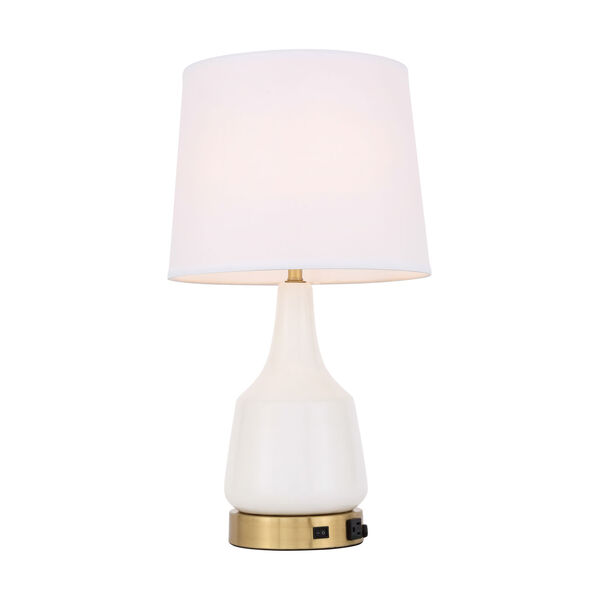 Reverie Brushed Brass and White 14-Inch One-Light Table Lamp, image 4