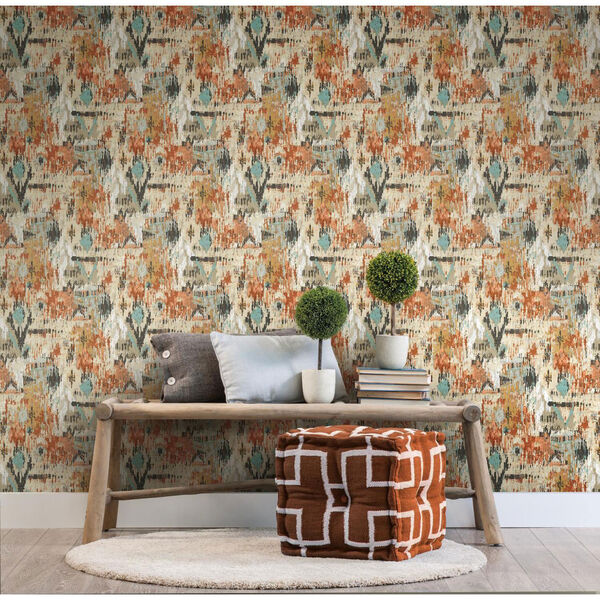 Orange Aztec Peel and Stick Wallpaper, image 1