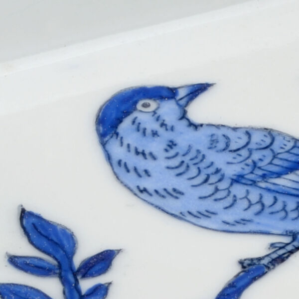 Blue and White Square Bird Tray, image 2