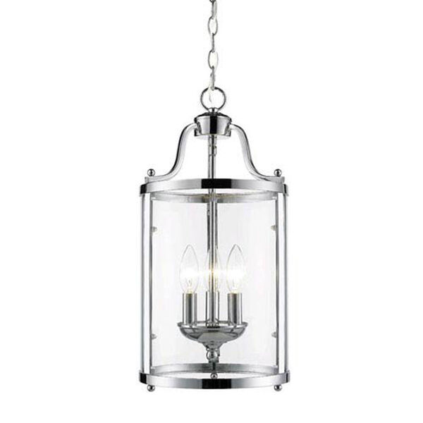 Evelyn Chrome Three-Light Mini Pendant with Clear Glass, image 2