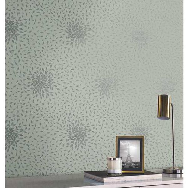 Petite Leaves Eucalyptus and Silver Wallpaper, image 3