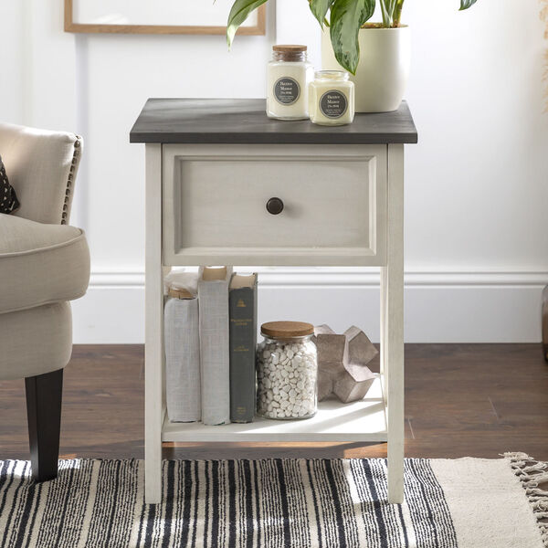 Natalee Gray and White Wash V-Frame Side Table, Set of Two, image 2