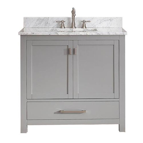 Modero Chilled Gray 36-Inch Vanity Combo with White Carrera Marble Top, image 1