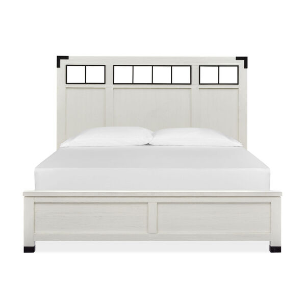 Harper Springs White Queen Bed with Metal Wood Headboard, image 2