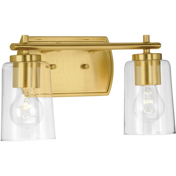 P300155-012 Adley Satin Brass 14-Inch Two-Light Bath Vanity, image 2