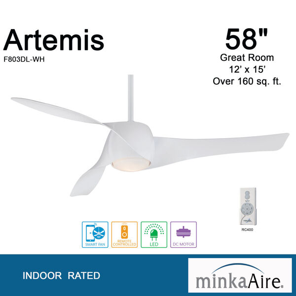 Artemis White 58-Inch LED Smart Ceiling Fan, image 5