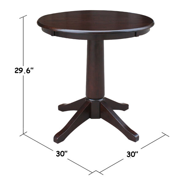 Rich Mocha 30-Inch Straight Pedestal Dining Table, image 3